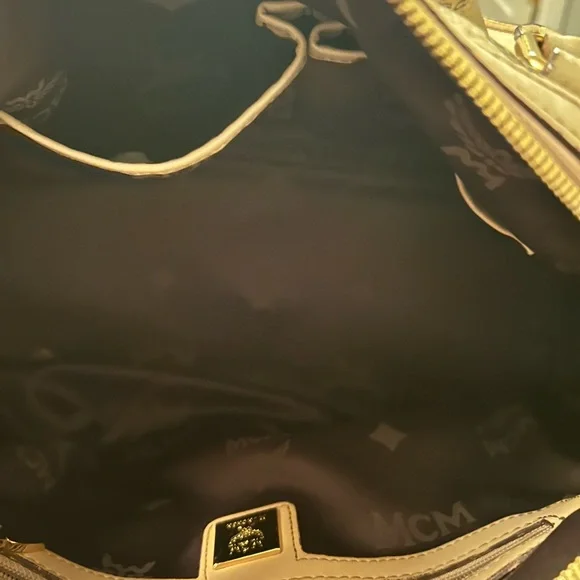 MCM Beige Monogram Satchel with Pink-Trim Wallet - Picture 7 of 13